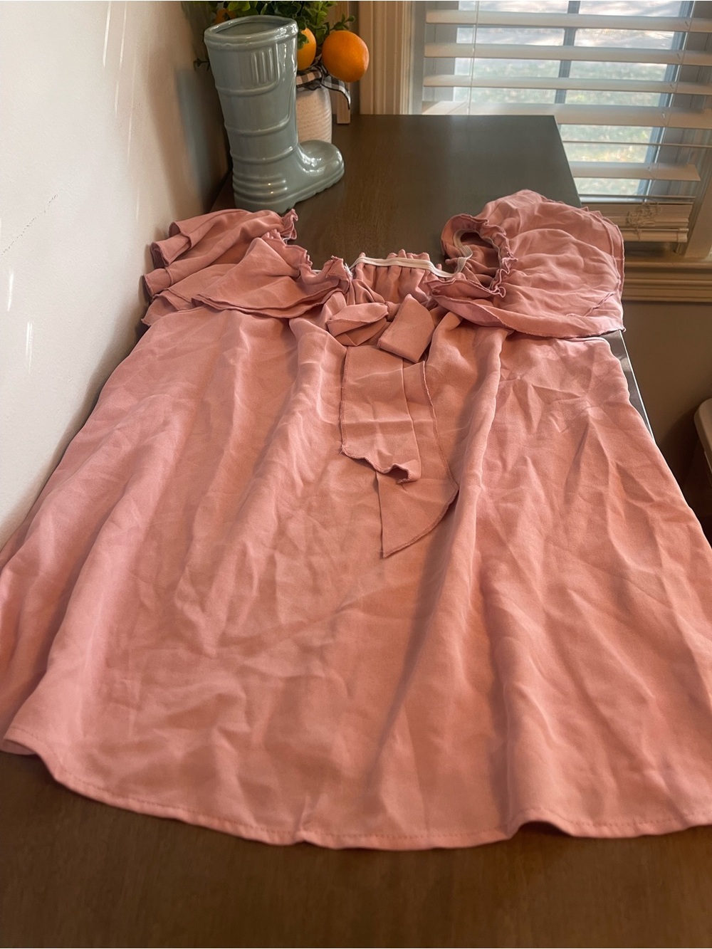 SHEIN Dusty Rose Ruffle Tie-Front blouse